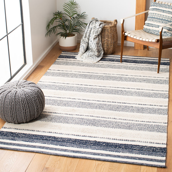 Mistana™ Addilyn Striped Handmade Flatweave Cotton Area Rug in Ivory